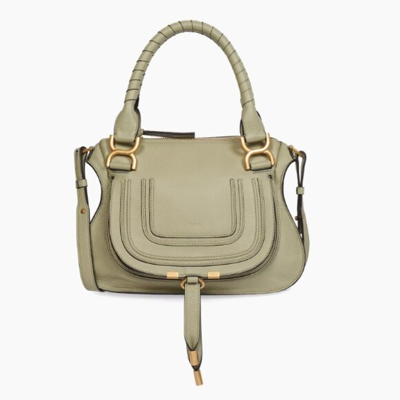 Chloe Handbags - Chloe Small Marcie Grained Leather Crossbody Bag Faded Green